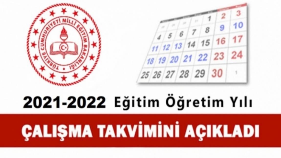 2021–2022 Eğitim ve Öğretim Yılı Çalışma Takvimi
